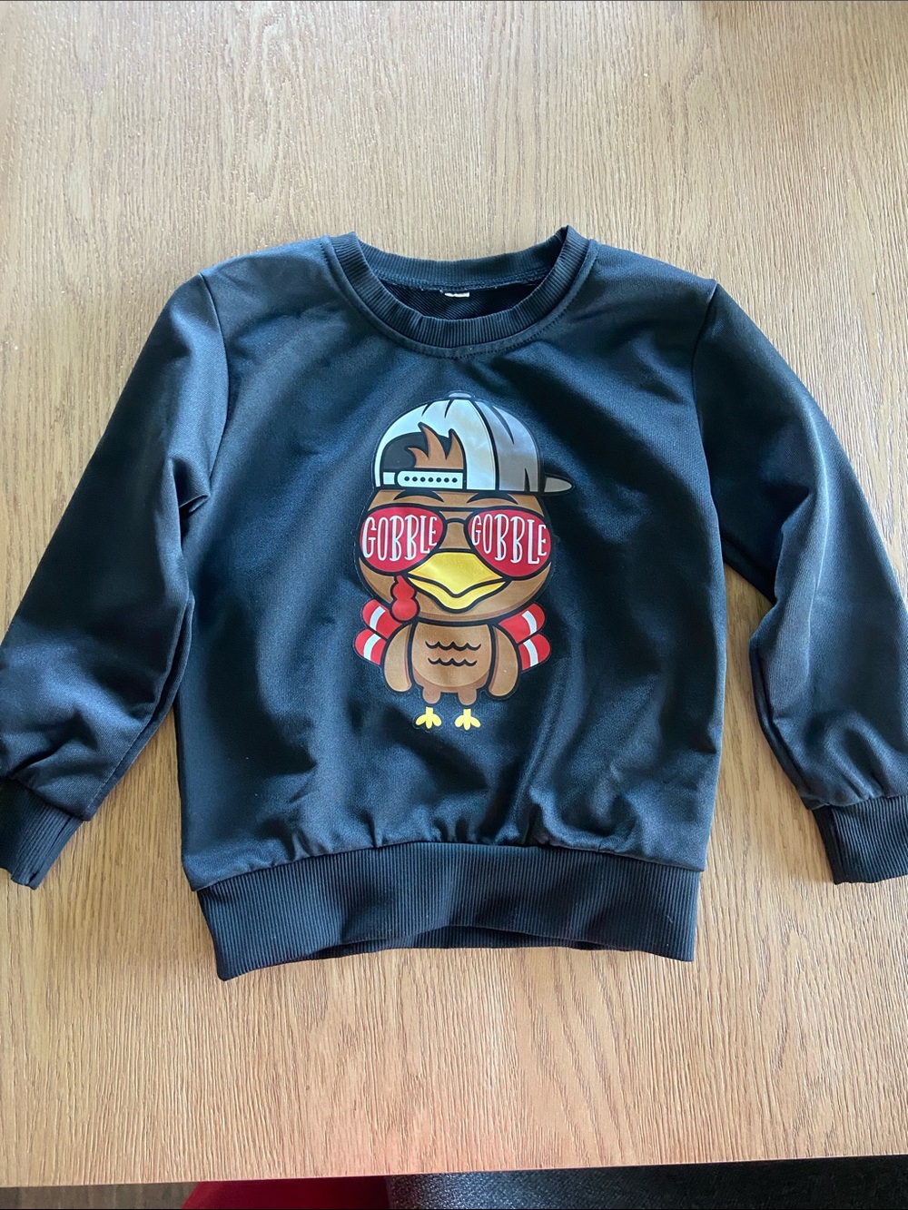 Kids Black Pullover Sweatshirt with Turkey Graphic